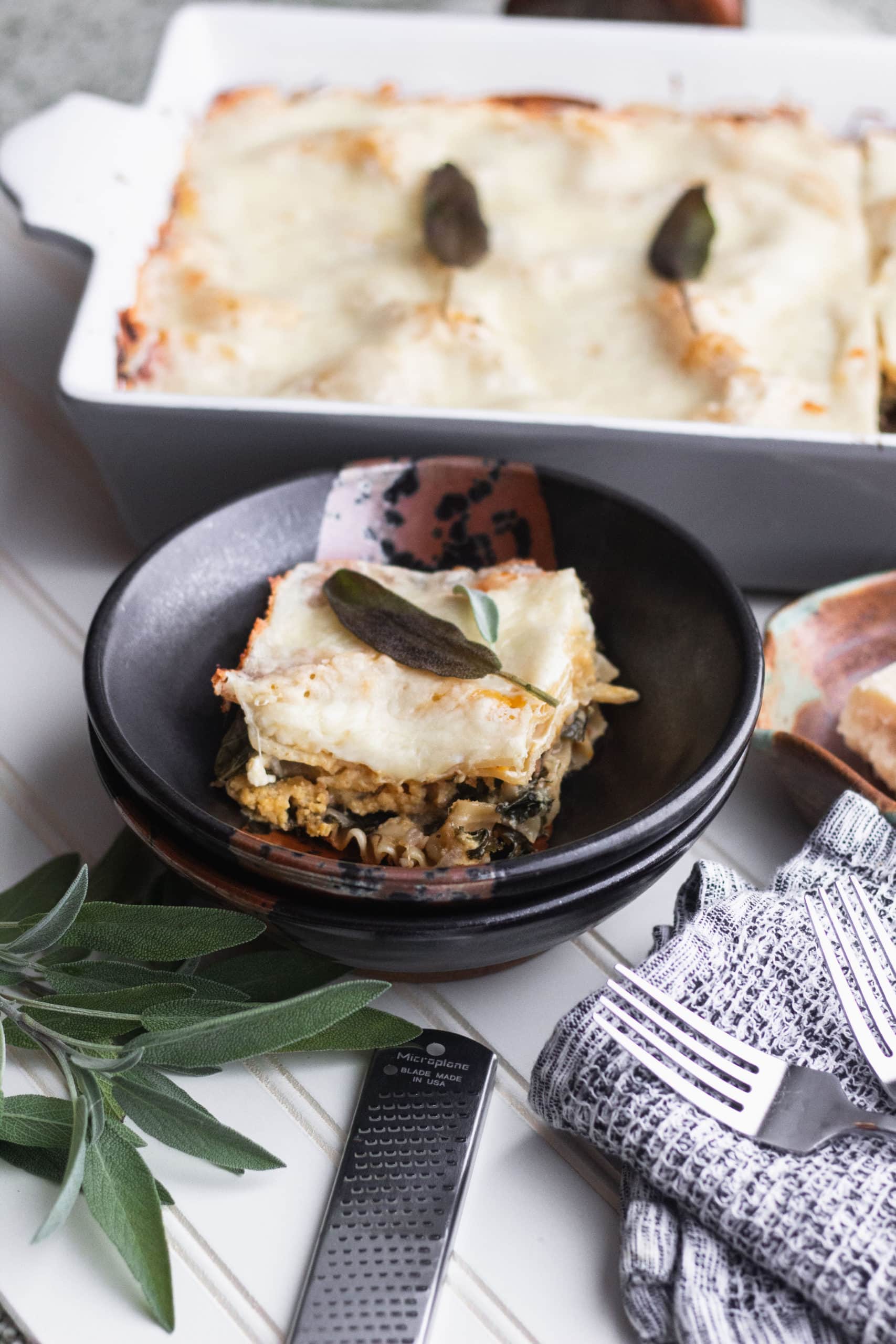 Butternut Squash Lasagna with Mushrooms, Kale, and Sage