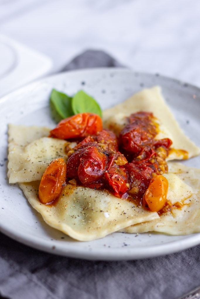 Burrata Ravioli with Fresh Tomato Sauce - So Happy You Liked It
