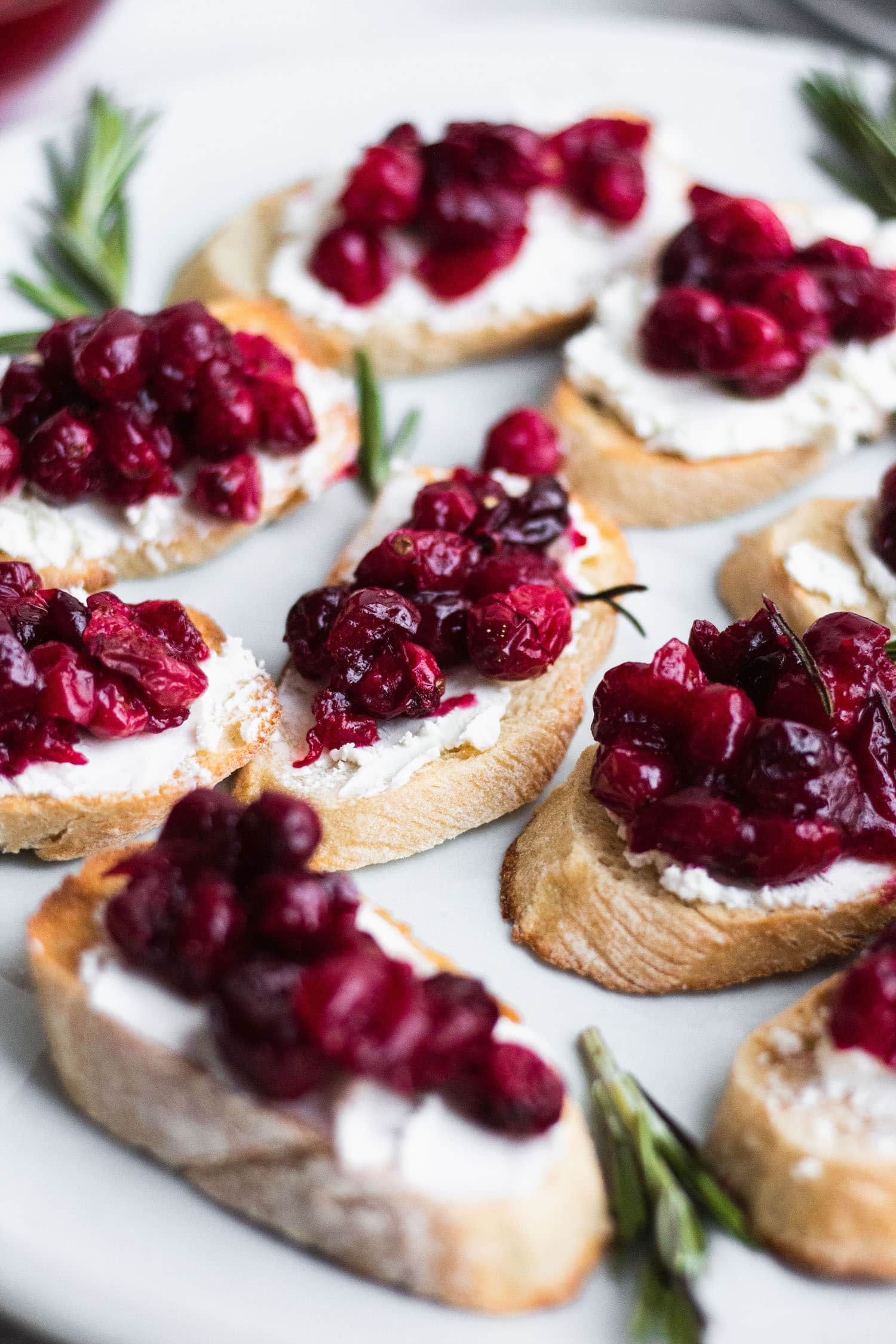 Roasted Cranberry and Goat Cheese Crostini