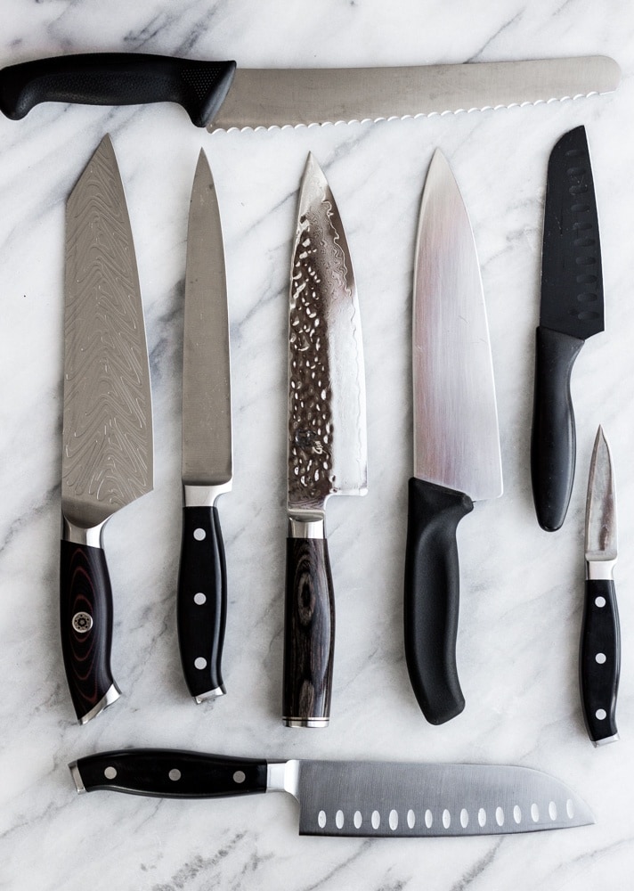 Kitchen knives on cutting board