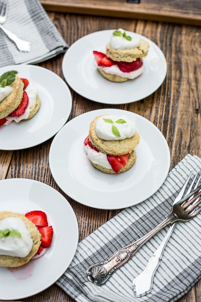 A platter of strawberry shortcake