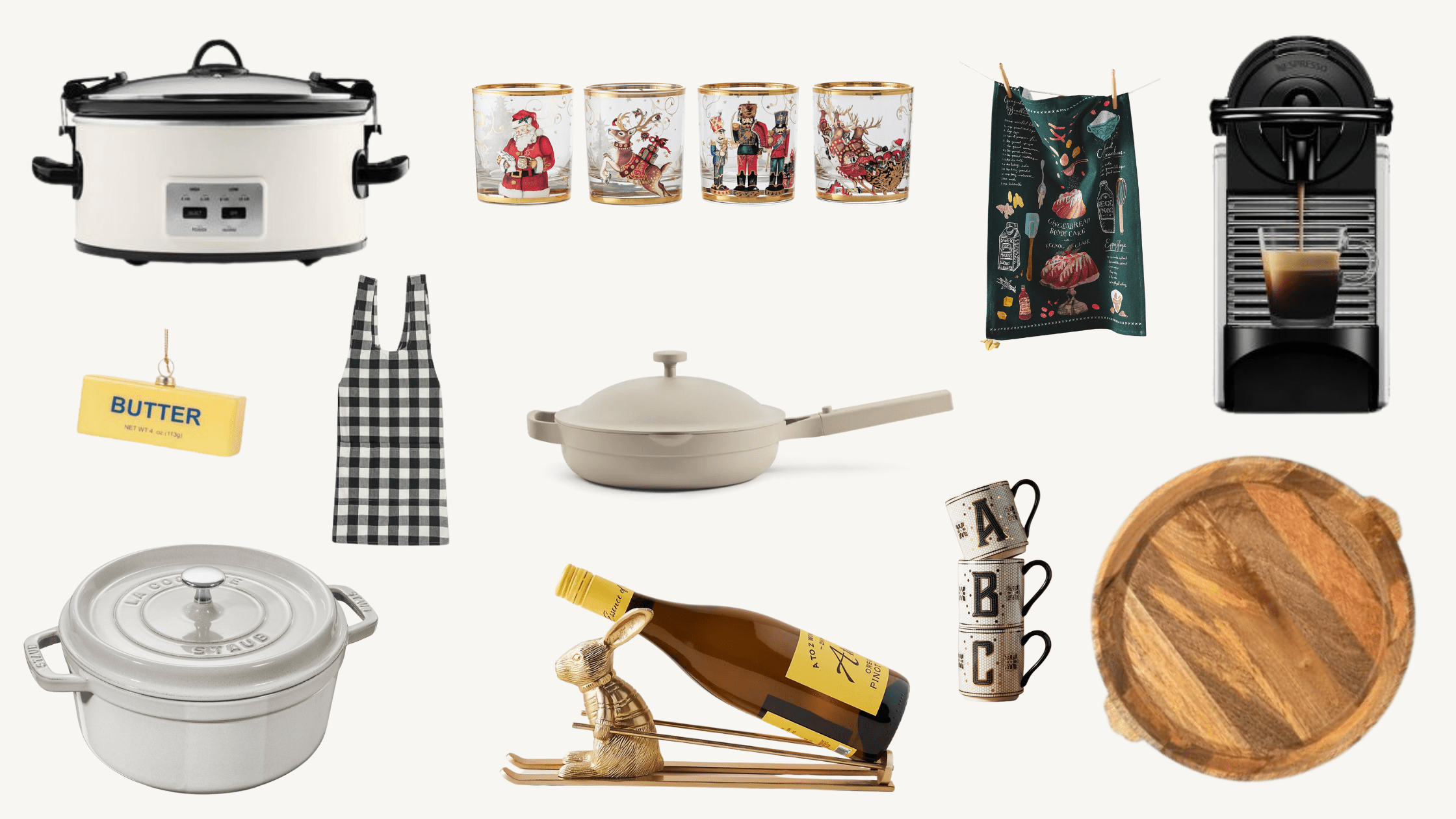 A collection of images of holiday themed gifts for foodies